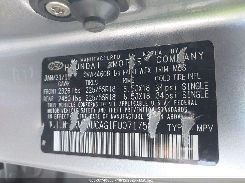 2015 HYUNDAI TUCSON LIMITED - KM8JUCAG1FU071758