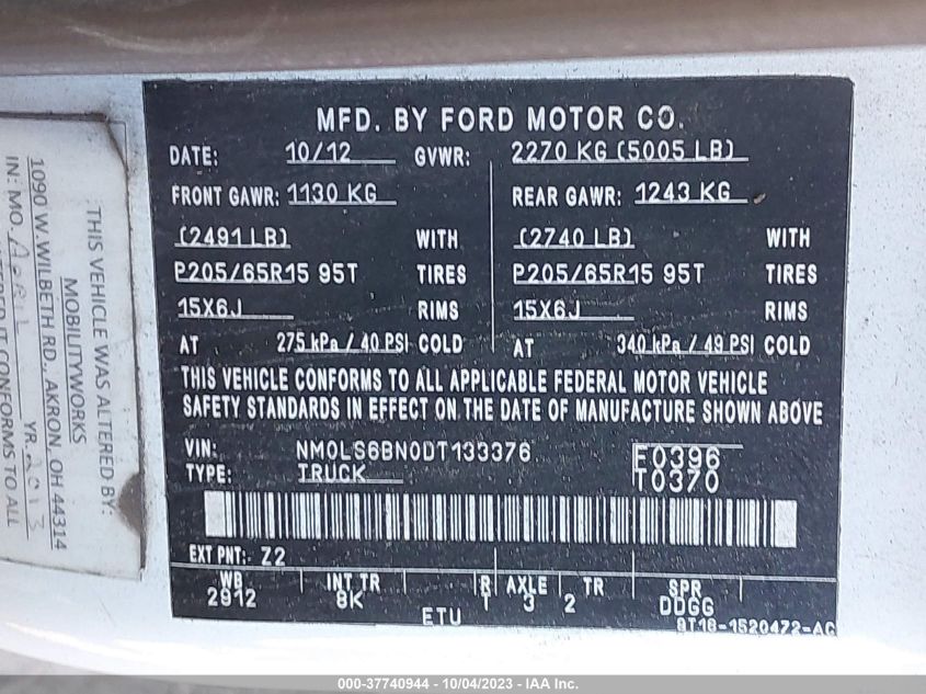 2013 FORD TRANSIT CONNECT XLT - NM0LS6BN0DT133376