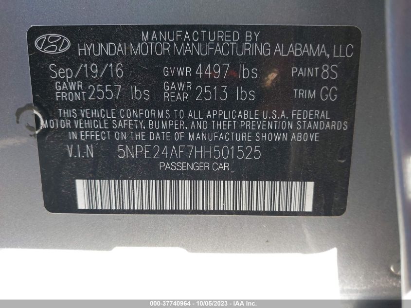 2017 HYUNDAI SONATA SE - 5NPE24AF7HH501525