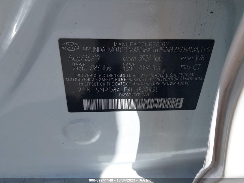 VIN 5NPD84LF4LH528438 2020 HYUNDAI ELANTRA SEL/VALUE/LIMITED