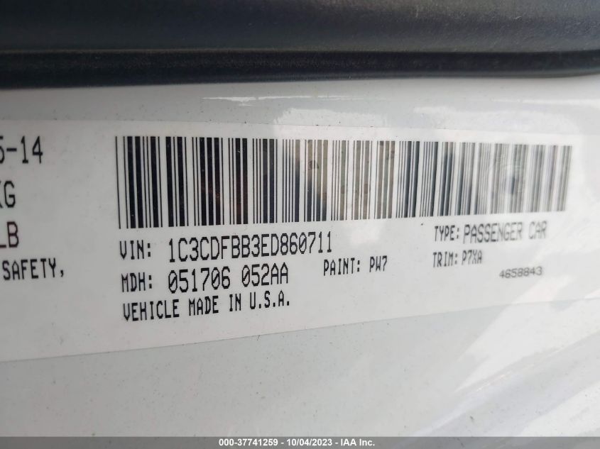 2014 DODGE DART SXT - 1C3CDFBB3ED860711