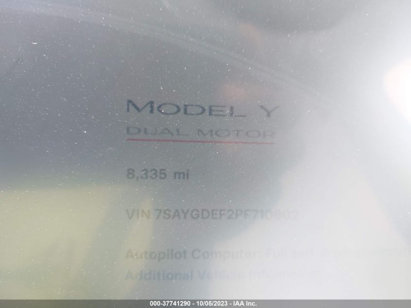 2023 TESLA MODEL Y - 7SAYGDEF2PF710602