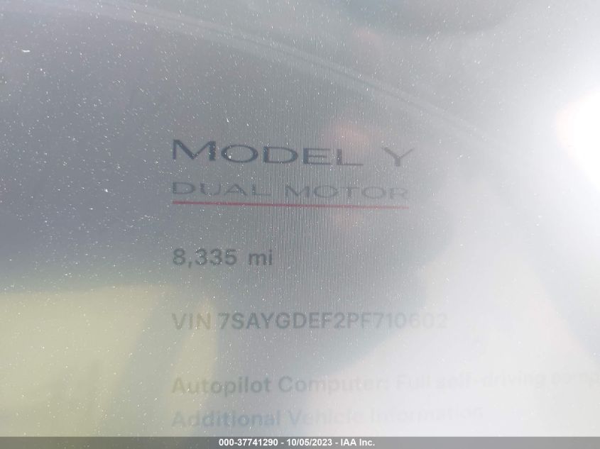 2023 TESLA MODEL Y - 7SAYGDEF2PF710602
