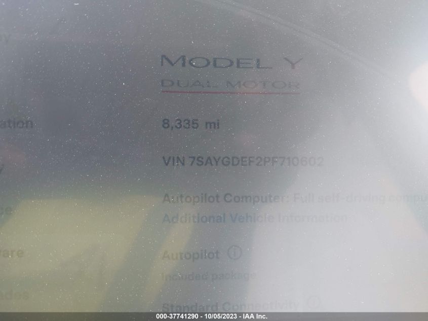 2023 TESLA MODEL Y - 7SAYGDEF2PF710602
