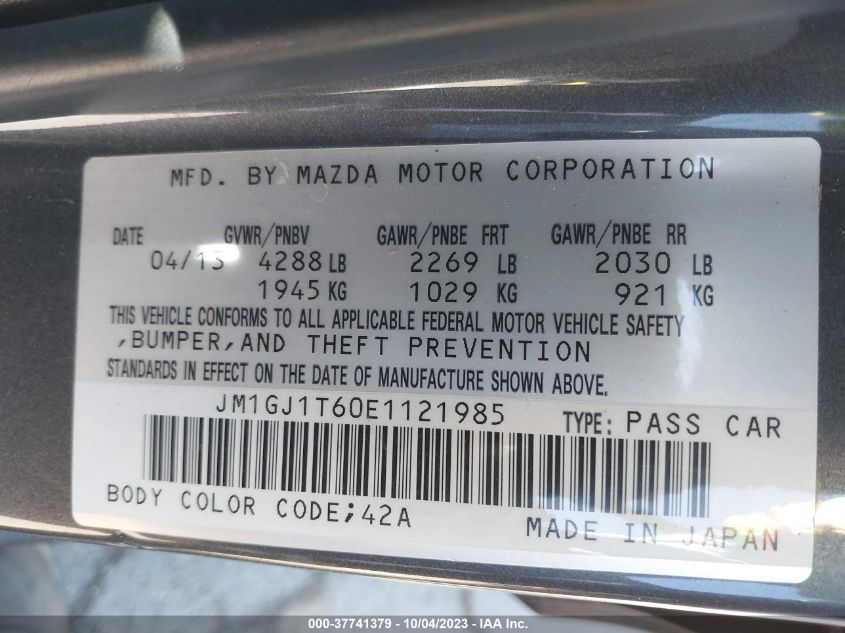 2014 MAZDA MAZDA6 I TOURING - JM1GJ1T60E1121985