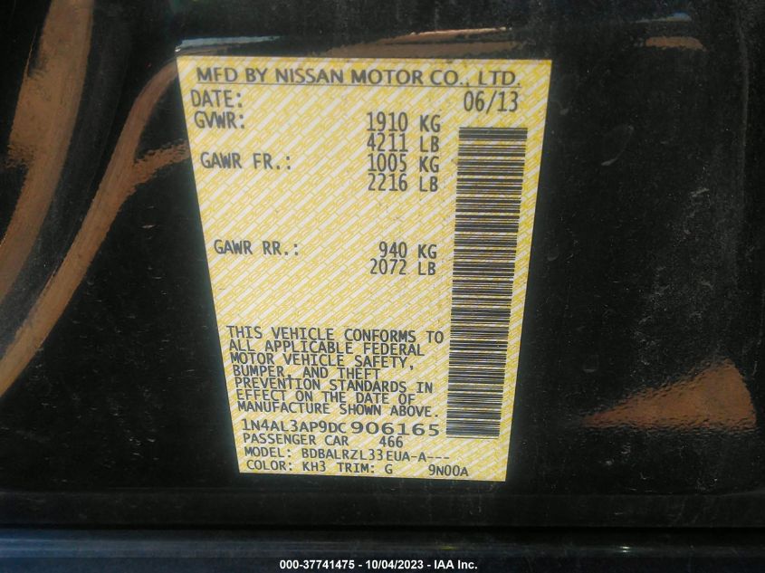2013 NISSAN ALTIMA 2.5 S - 1N4AL3AP9DC906165