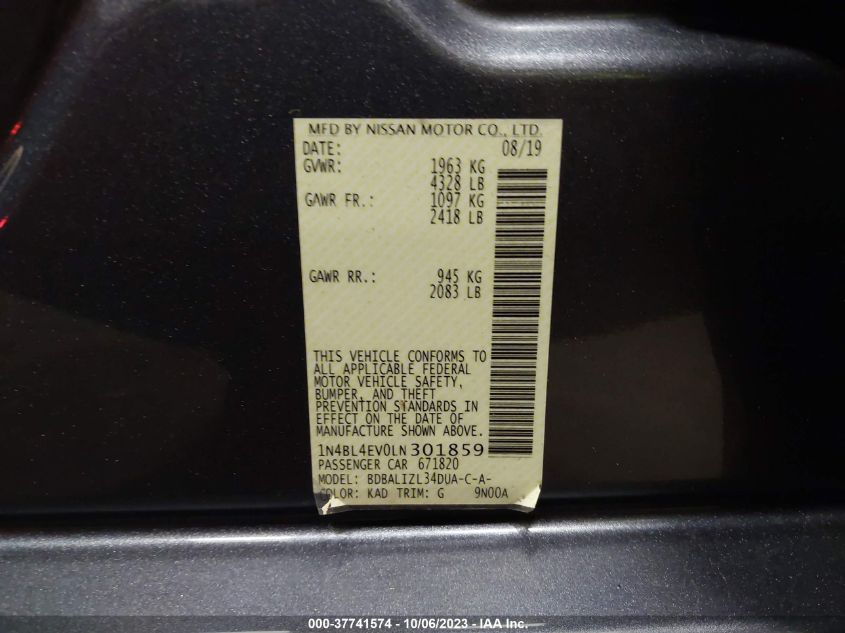 2020 NISSAN ALTIMA 2.5 SL - 1N4BL4EV0LN301859