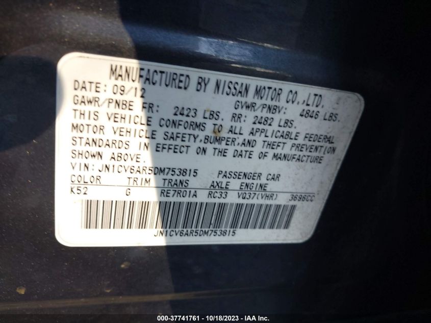 2013 INFINITI G37 SEDAN X - JN1CV6AR5DM753815