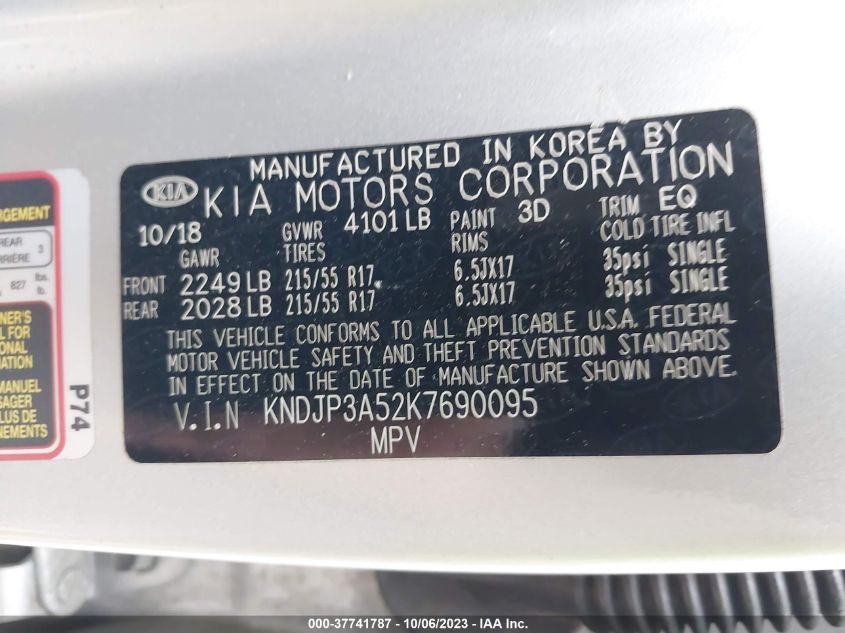 2019 KIA SOUL + - KNDJP3A52K7690095