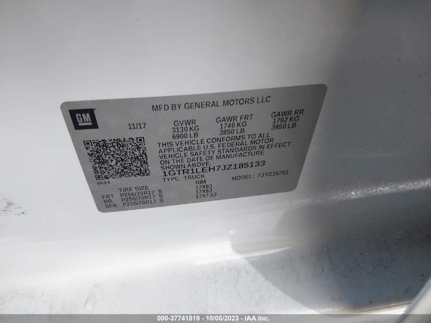 2018 GMC SIERRA 1500 - 1GTR1LEH7JZ185133