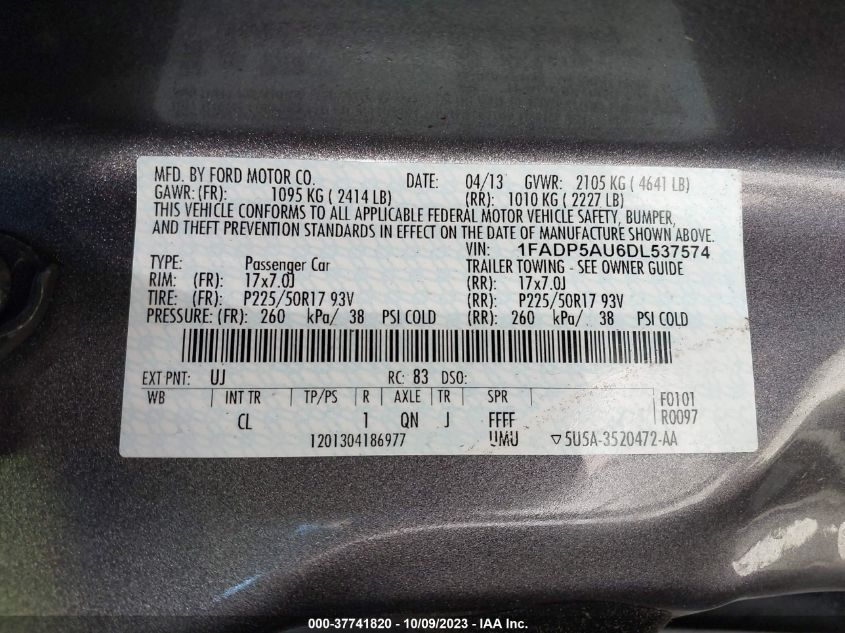 2013 FORD C-MAX HYBRID SE - 1FADP5AU6DL537574