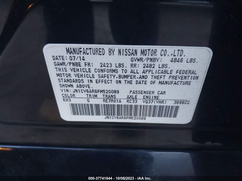 2015 INFINITI Q40 JN1CV6AR6FM520089