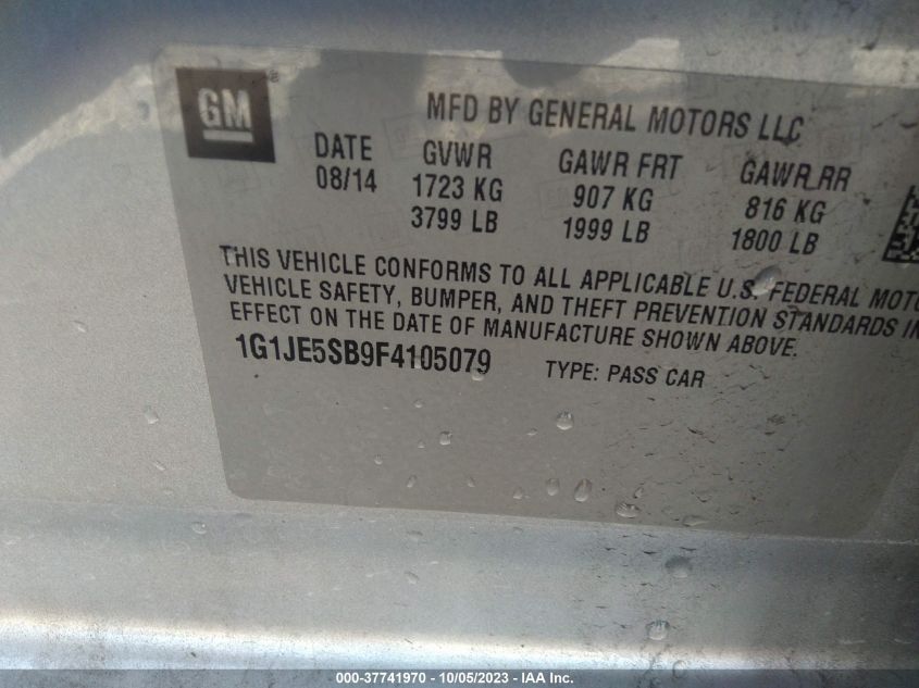 2015 CHEVROLET SONIC LTZ - 1G1JE5SB9F4105079