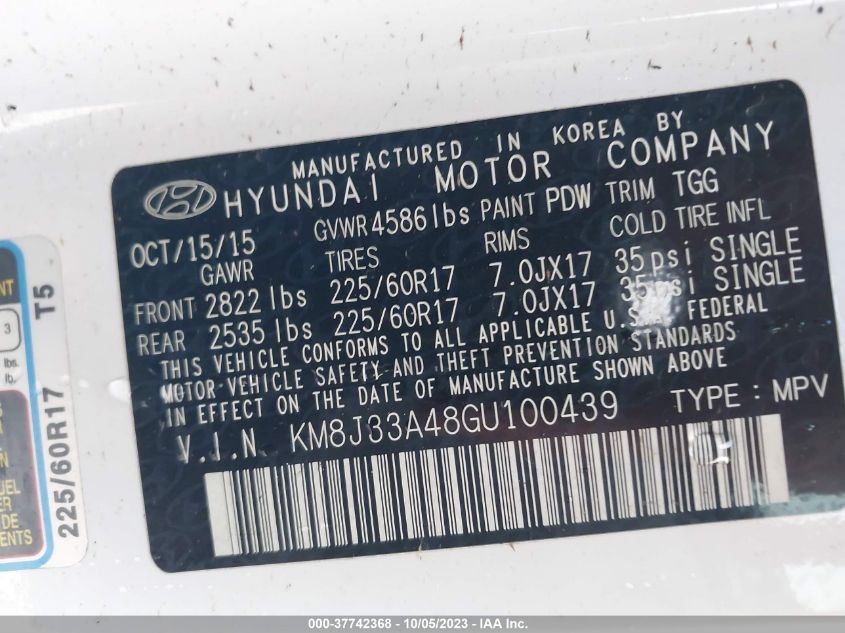 2016 HYUNDAI TUCSON SE - KM8J33A48GU100439