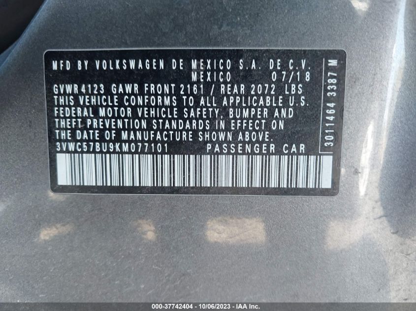 2019 VOLKSWAGEN JETTA S/SE/R-LINE - 3VWC57BU9KM077101