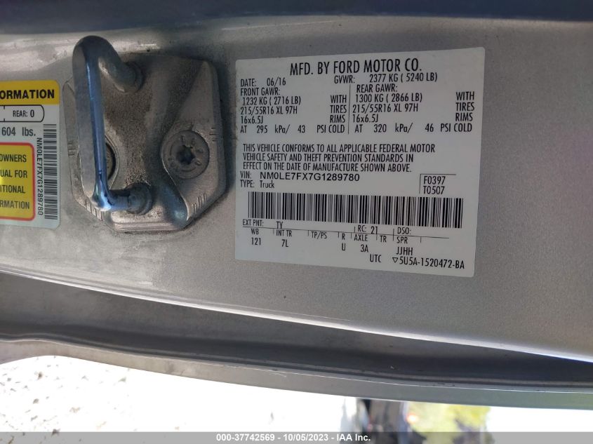 2016 FORD TRANSIT CONNECT XLT - NM0LS7FX7G1289780