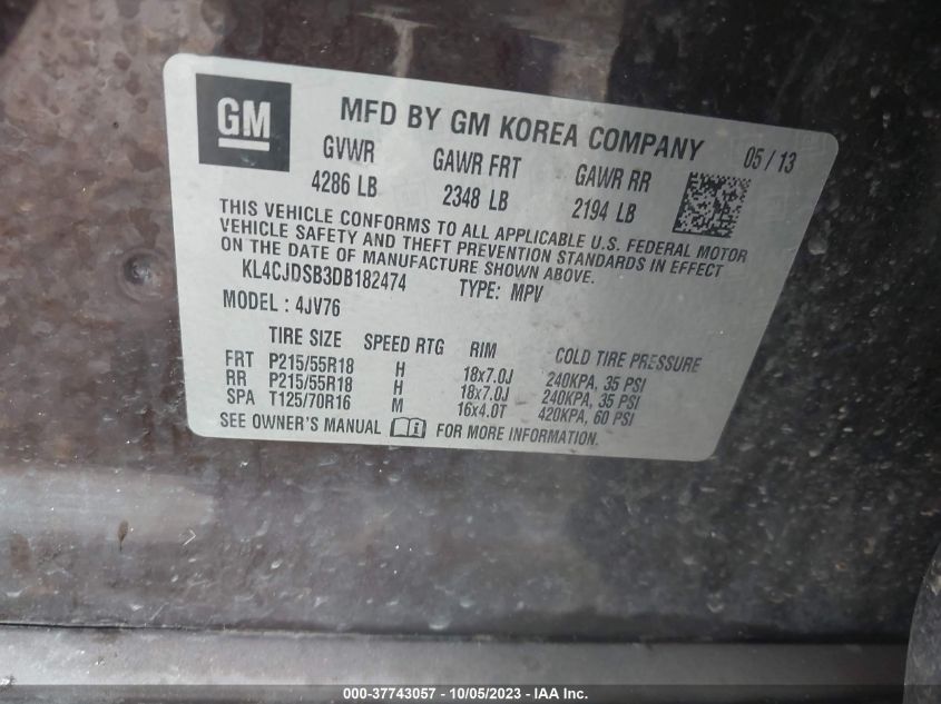 2013 BUICK ENCORE PREMIUM - KL4CJDSB3DB182474