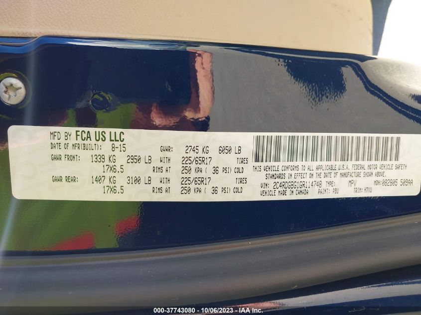 2016 DODGE GRAND CARAVAN SE - 2C4RDGBG1GR114748