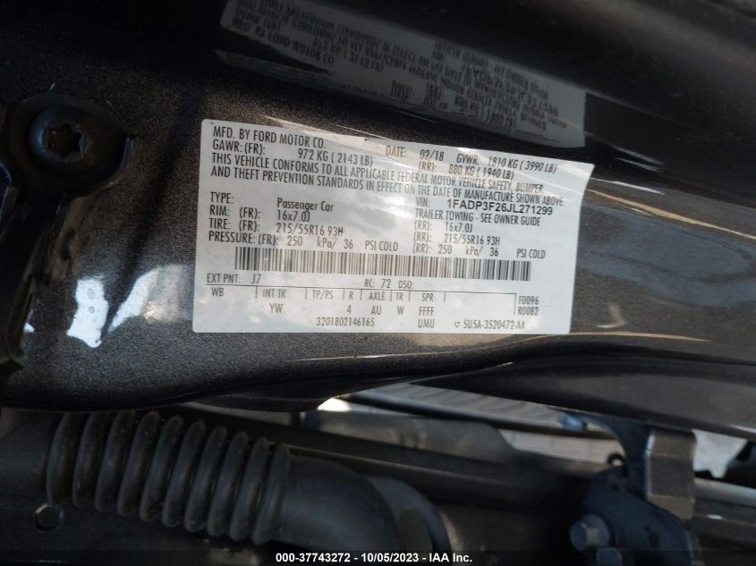 2018 FORD FOCUS SE - 1FADP3F26JL271299