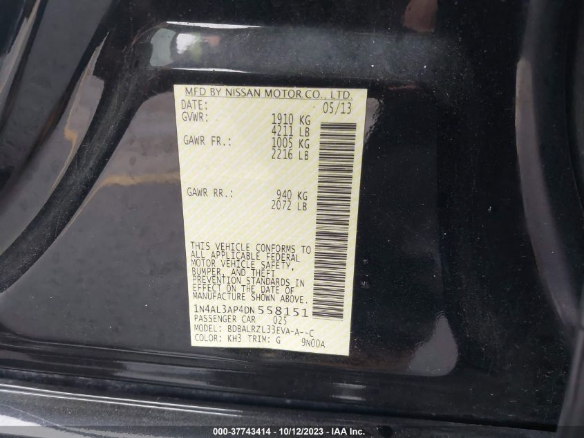 2013 NISSAN ALTIMA 2.5 S - 1N4AL3AP4DN558151