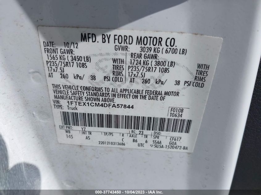 2013 FORD F-150 XL/STX/XLT - 1FTEX1CM4DFA57844