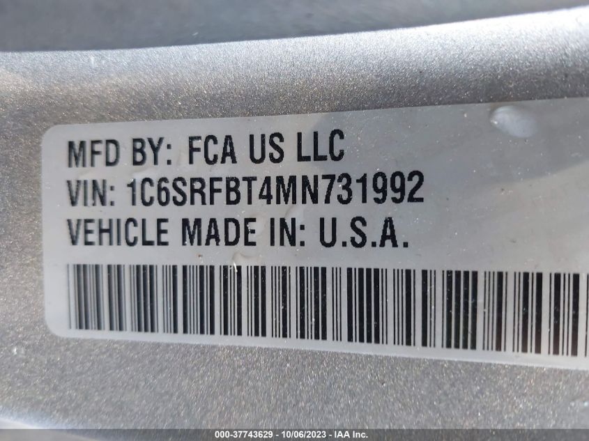 2021 RAM 1500 BIG HORN - 1C6SRFBT4MN731992