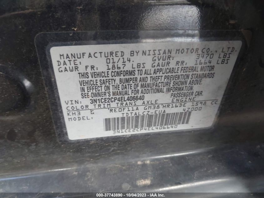 2014 NISSAN VERSA NOTE S/S PLUS/SV/SL - 3N1CE2CP4EL406640