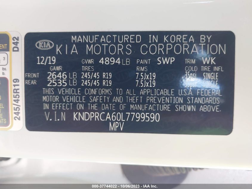 2020 KIA SPORTAGE SX TURBO - KNDPRCA60L7799590