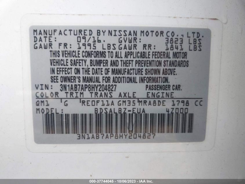 2017 NISSAN SENTRA S - 3N1AB7AP8HY204827