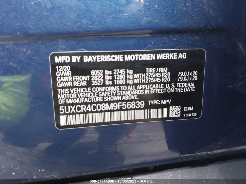 5UXCR4C08M9F56839 BMW X5 SDRIVE40I 9