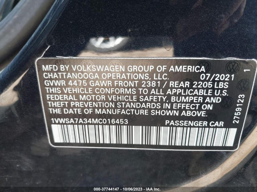 1VWSA7A34MC016453 Volkswagen Passat SE 9