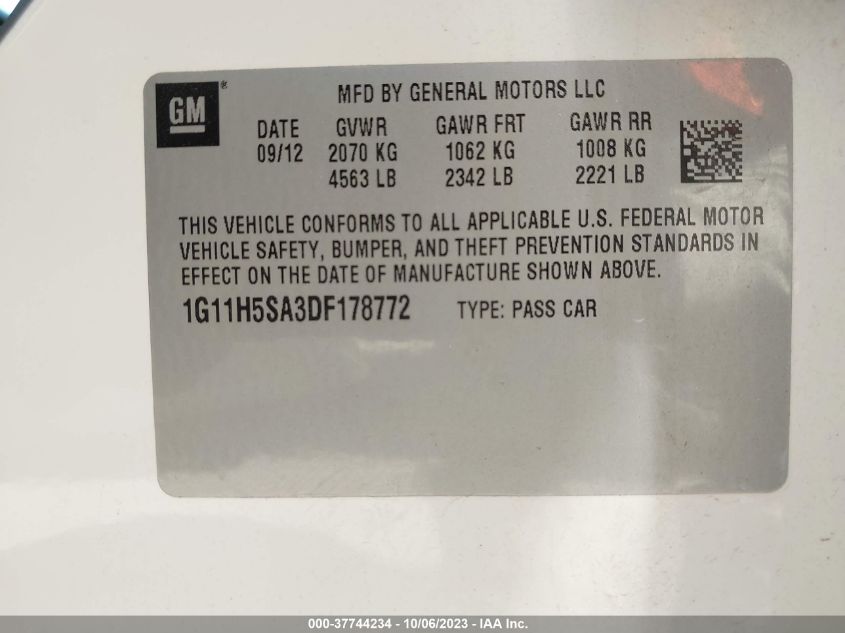 2013 CHEVROLET MALIBU LTZ - 1G11H5SA3DF178772