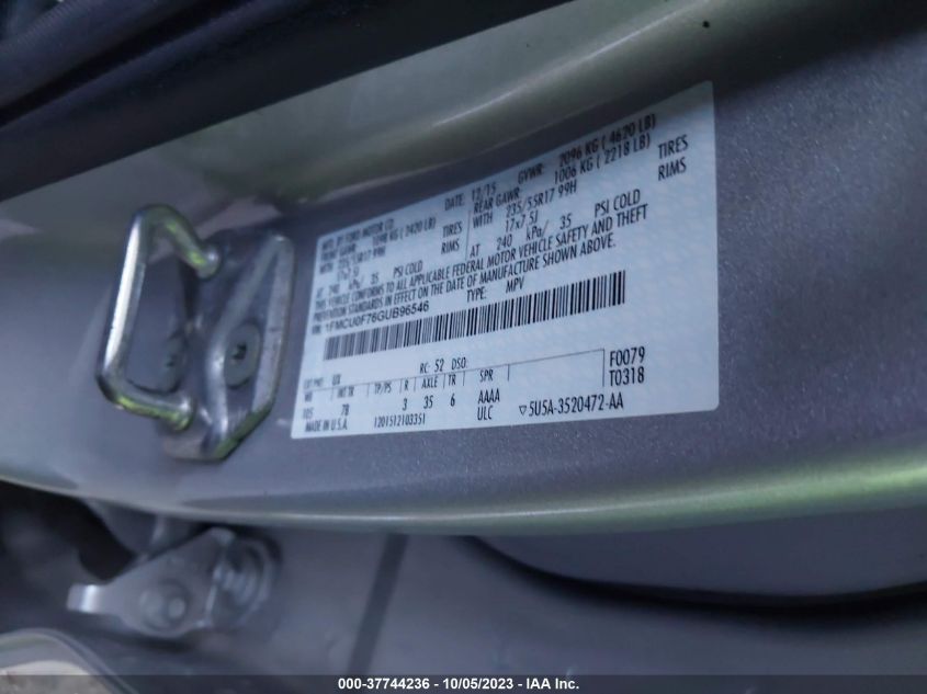 2016 FORD ESCAPE S - 1FMCU0F76GUB96546