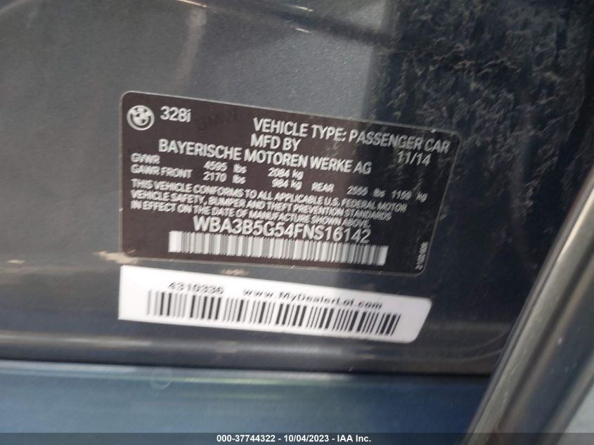2015 BMW 328I XDRIVE WBA3B5G54FNS16142