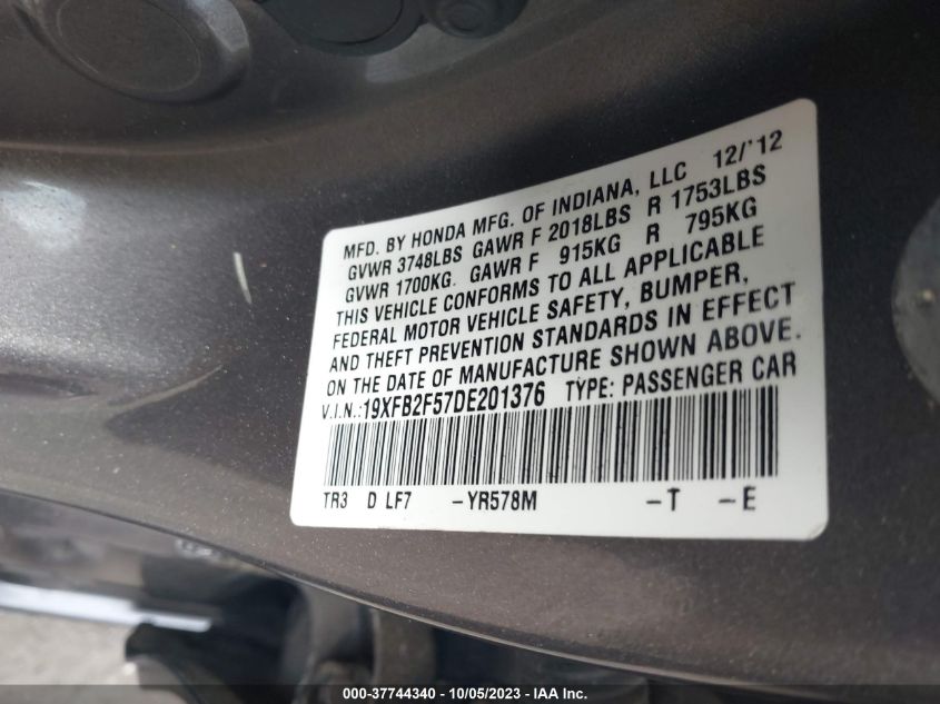 2013 HONDA CIVIC SDN LX - 19XFB2F57DE201376