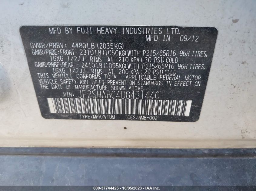 2013 SUBARU FORESTER 2.5X - JF2SHABC4DG431440