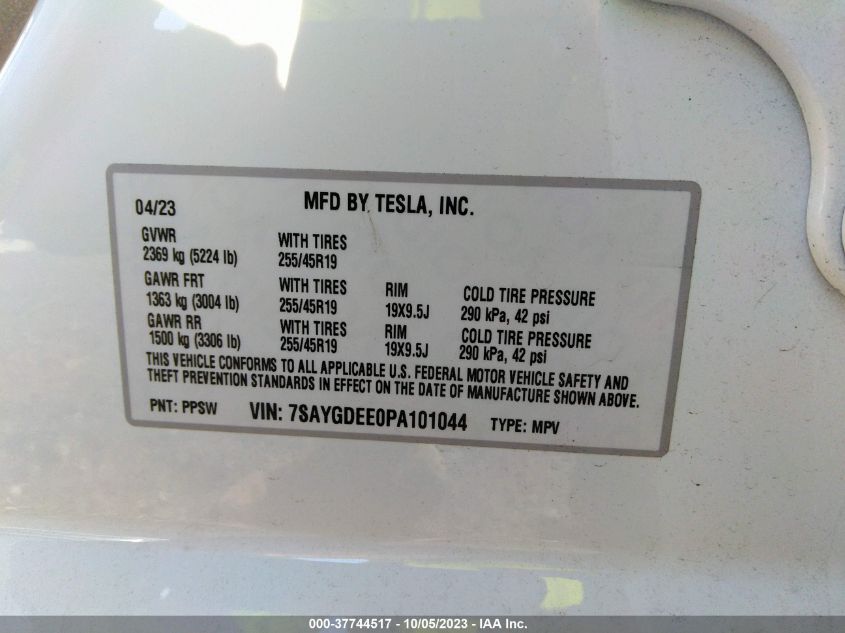 2023 TESLA MODEL Y LONG RANGE - 7SAYGDEE0PA101044