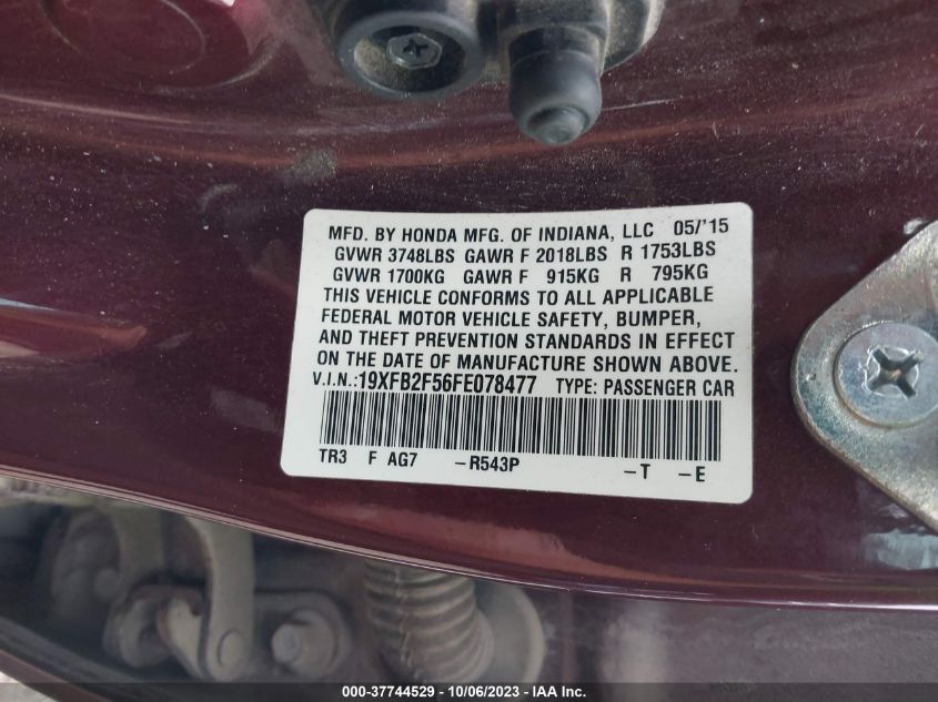 2015 HONDA CIVIC LX - 19XFB2F56FE078477