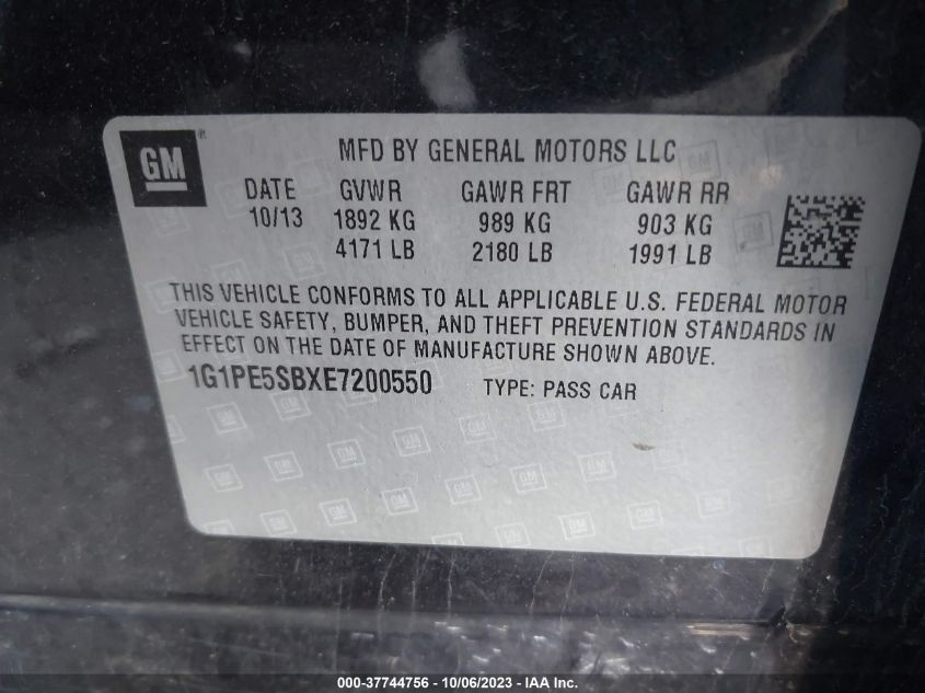 2014 CHEVROLET CRUZE 2LT - 1G1PE5SBXE7200550