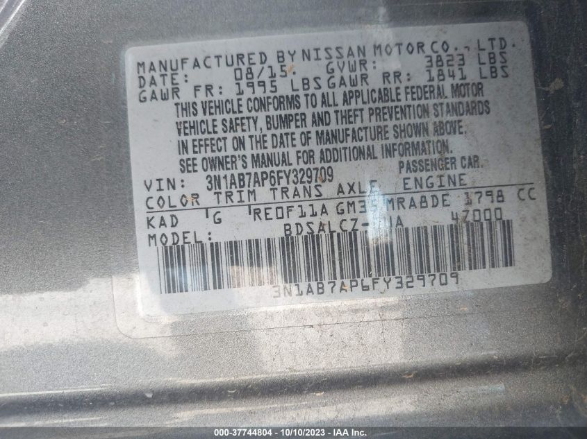 2015 NISSAN SENTRA S - 3N1AB7AP6FY329709