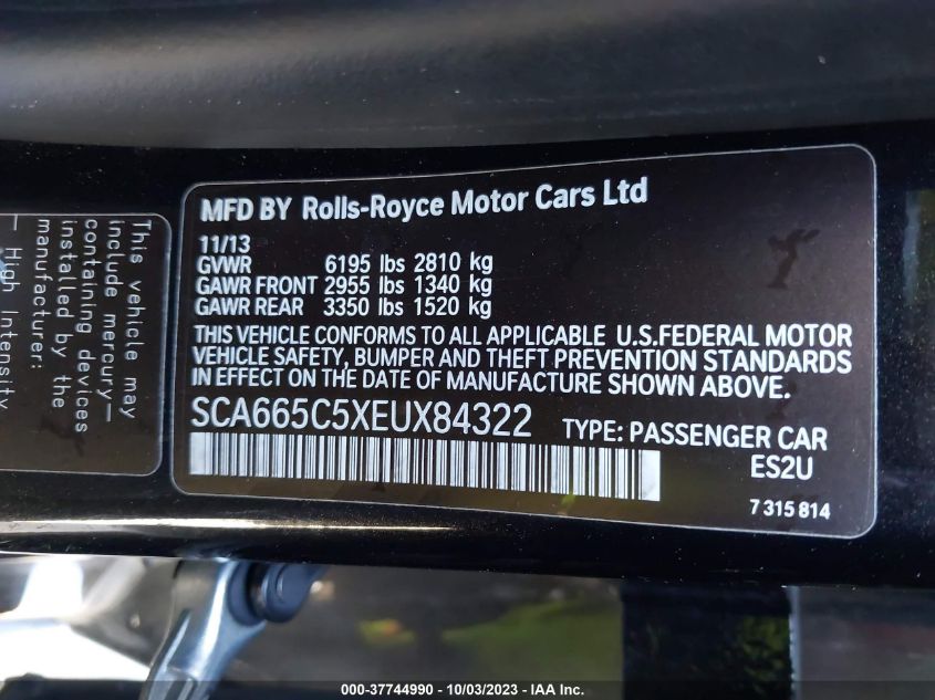 2014 ROLLS-ROYCE WRAITH SCA665C5XEUX84322