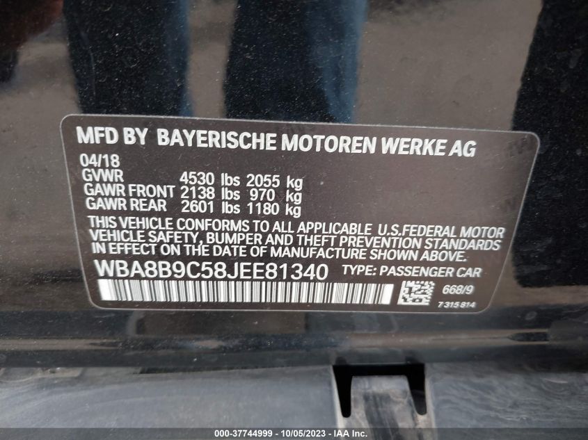 2018 BMW 330I WBA8B9C58JEE81340