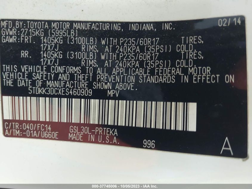 2014 TOYOTA SIENNA LE - 5TDKK3DCXES460909