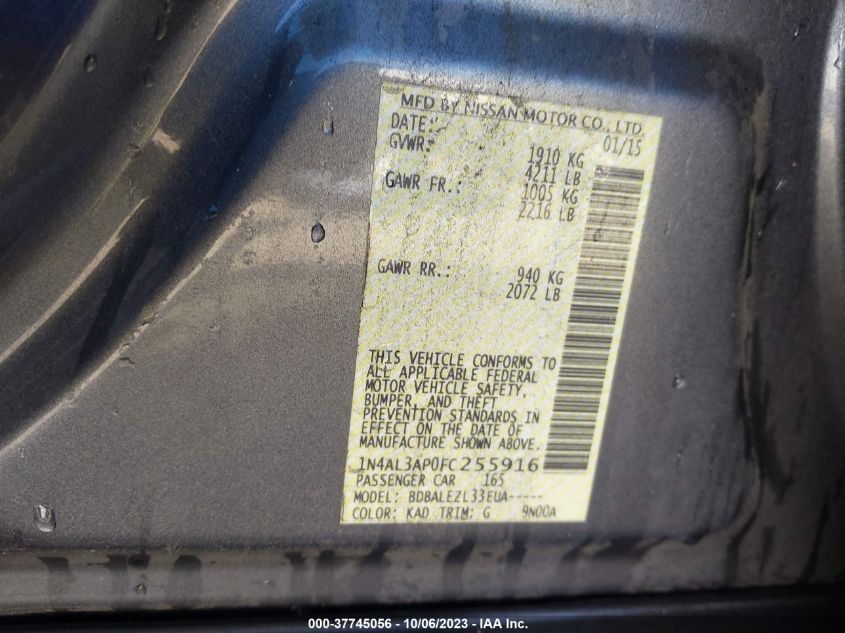 2015 NISSAN ALTIMA 2.5 - 1N4AL3AP0FC255916