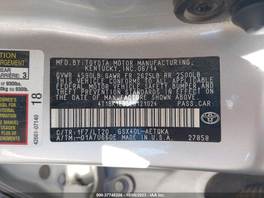 2014 TOYOTA AVALON LIMITED - 4T1BK1EB5EU121024