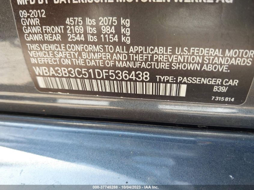 2013 BMW 328I XDRIVE WBA3B3C51DF536438