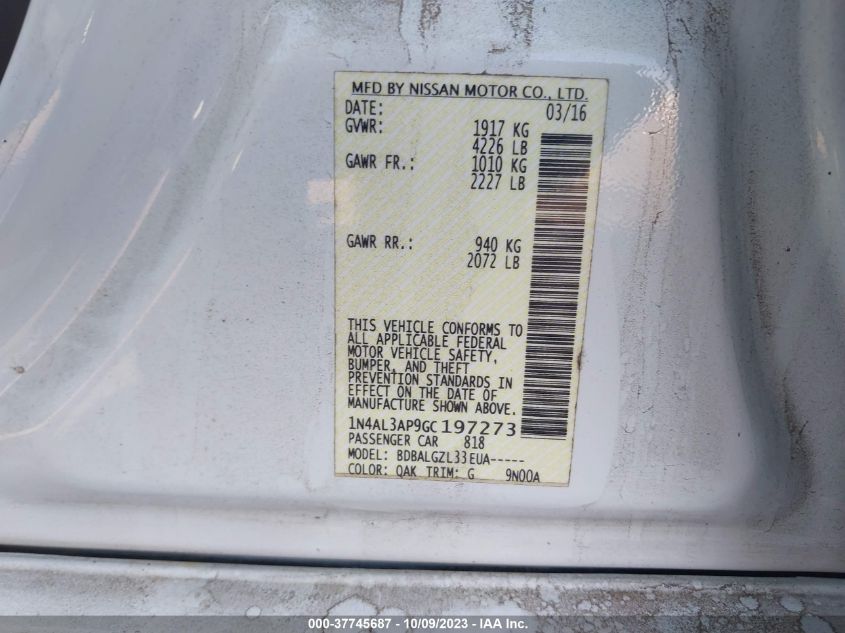 2016 NISSAN ALTIMA 2.5 - 1N4AL3AP9GC197273
