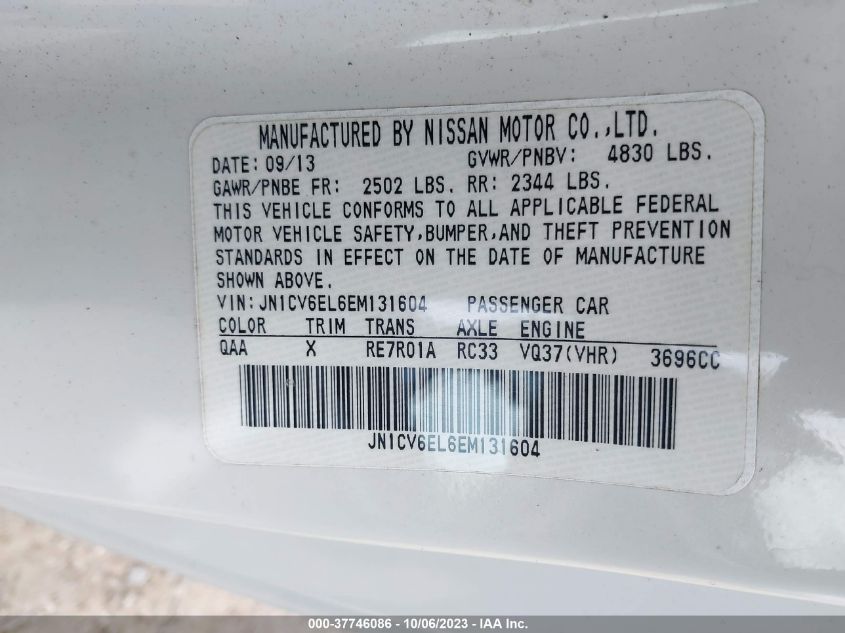 2014 INFINITI Q60 COUPE - JN1CV6EL6EM131604