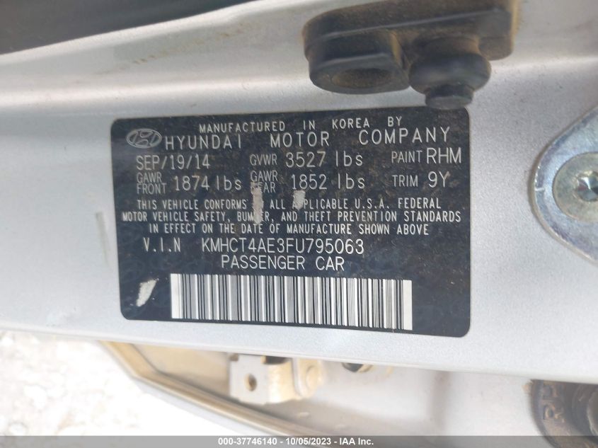 2015 HYUNDAI ACCENT GLS - KMHCT4AE3FU795063