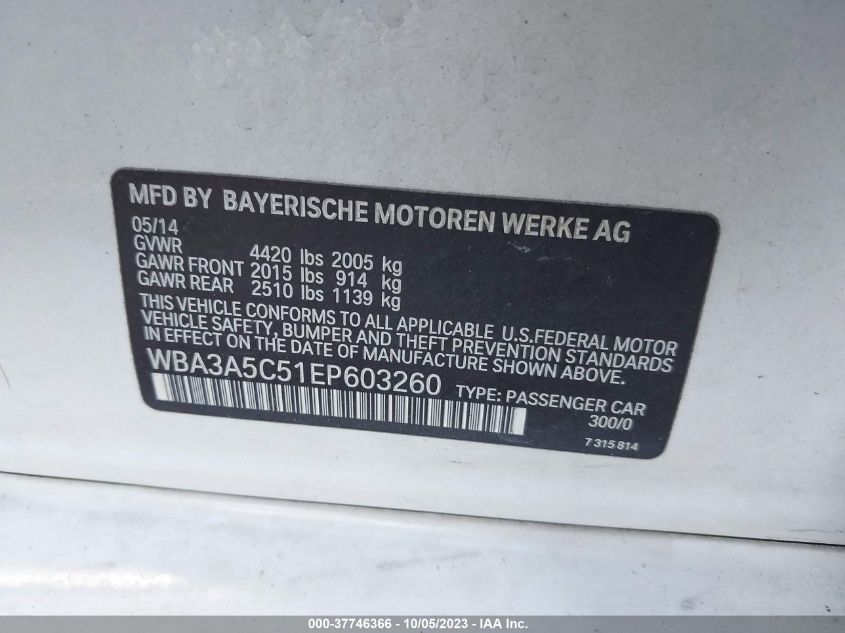 2014 BMW 328I WBA3A5C51EP603260